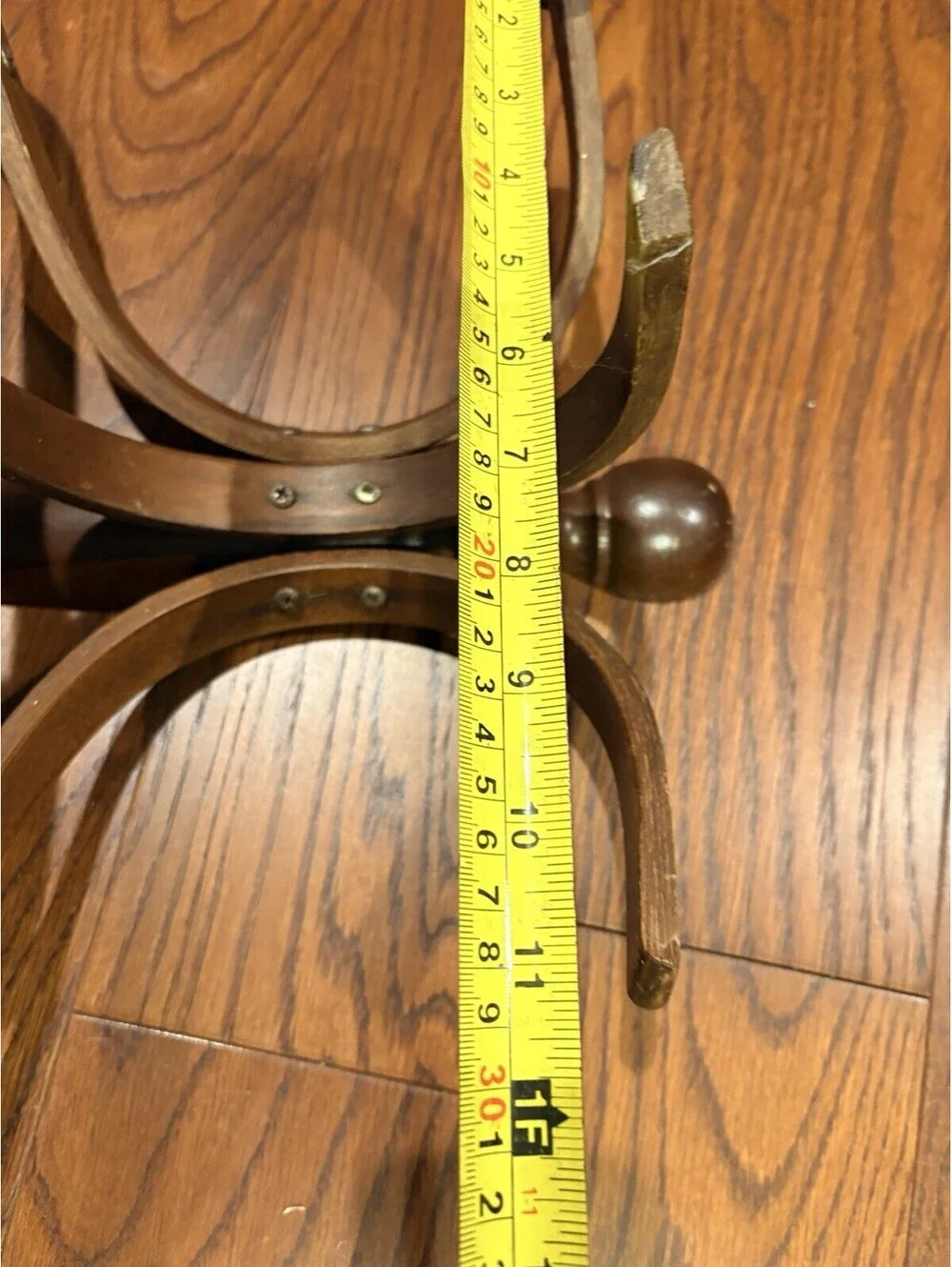 Vtg Thonet Style Bentwood 6 Arm Wall Mount Coat Hat Rack Hook Dark Wood Cottage